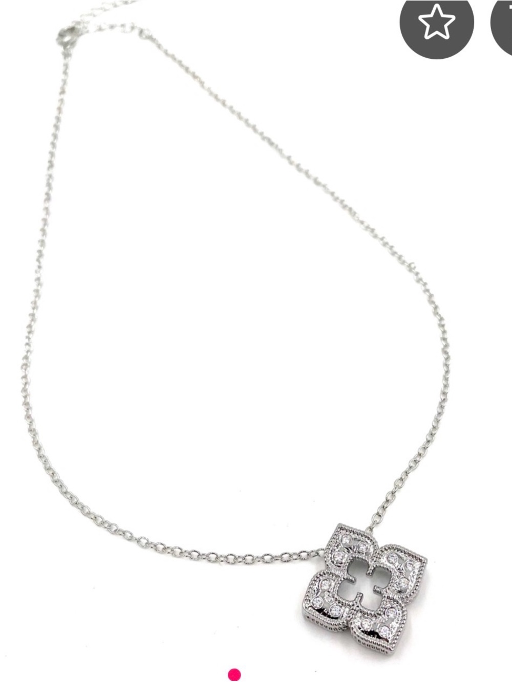 Source Unknown Silver Floral Clover Pendant Necklace